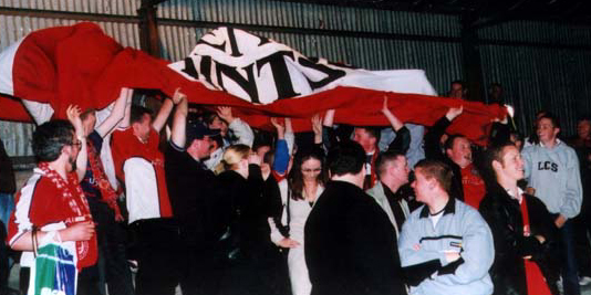 ISSC CLUB FLAG IN THE SHED END V DERRY CITY