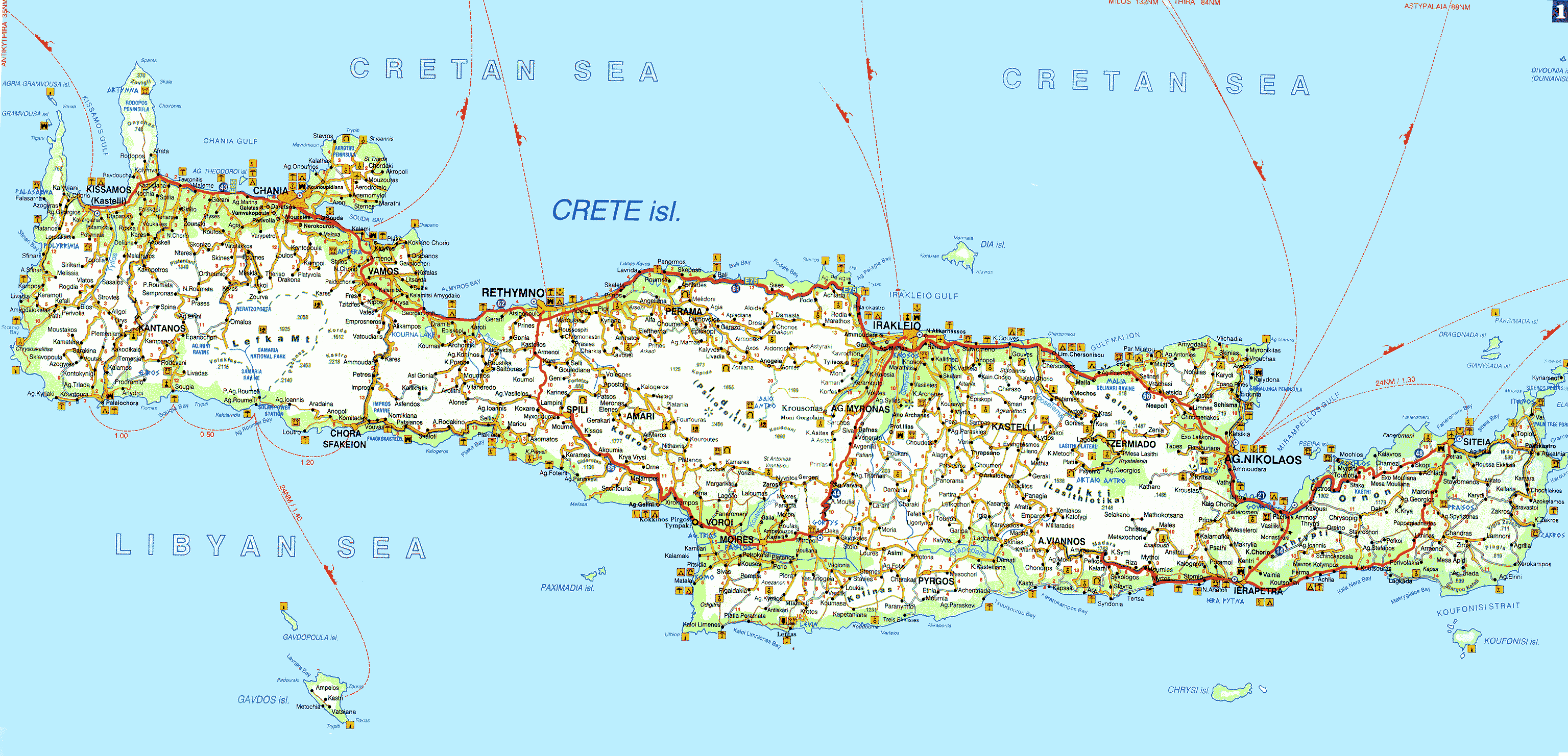 Map of Crete, plattegrond Kreta