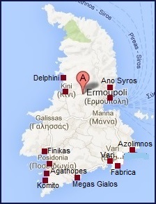 Syros map, plattegrond