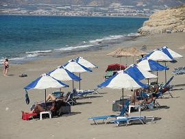 Kalamaki beach on Crete, het strand van Kalamaki op Kreta