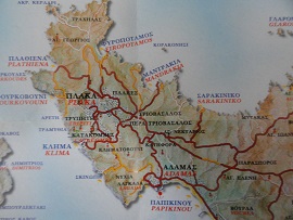 Milos map, Milos plattegrond