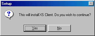 .:First screen that appears after starting the installer for XS:.