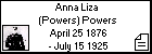 Anna Liza  (Powers) Powers