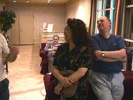 Sue-On and Laurence in the lobby