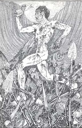 He hurled himself into the midst of the lances.