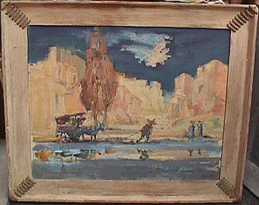 Mexican scene in handmade frame