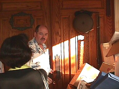 Danton greets Stacy and Mary Burroughs at the front door
