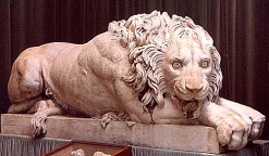 Crouching Lion (by Francesco Benaglia) at Chatsworth, Derbyshire, England - copy of the one by Canova, Rezzonico Monument in St. Peter's Rome