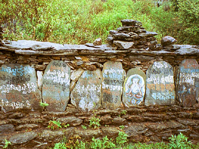 Mani stones - quite different from those in the Khumbu