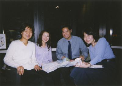 with conversation lounge students; Kawagoe Nova Branch (2002)