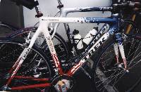 Lance's red, white, and blue bike.