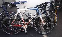 Lance's red, white, and blue bike.