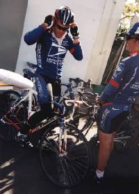 Lance on bike ready for ride.