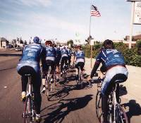 USPS Team ride near Pea Soup Andersons.
