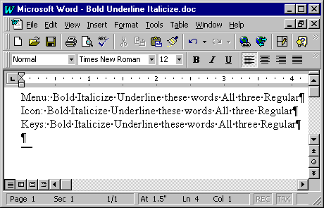 Bold Underline Italicize