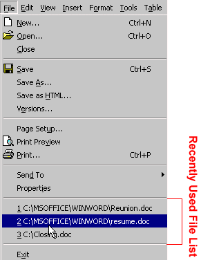 Recently Used File List