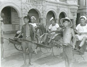 Shipmates in Hong Kong Rickshaws