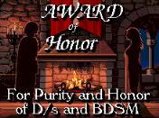 The Award of HonorAwardofExcellenceFor a BDSM Site.