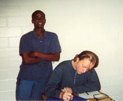 Chris and Andy stay cool in school.