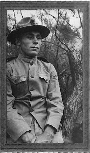 Edgar Leon Messinger, age 20,  (son of Artha Agnes and William) World War I, taken in Galveston, Texas @ 1917