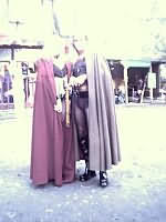 Two fshnet clad fun people.