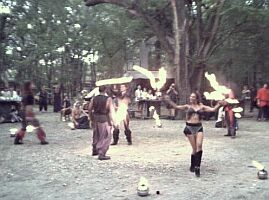 The DragonTrybe put on a spectacular fire show in the Green Man pub.