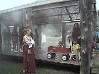 Cooling off at the misting bridge