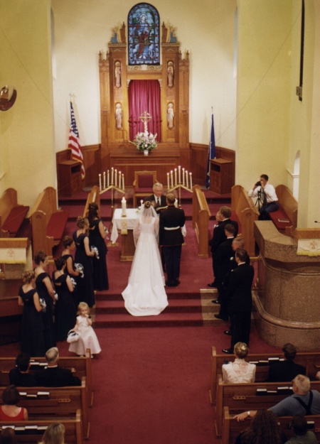 An ariel view of the wedding