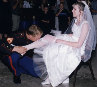 Justin removing Jamie's garter