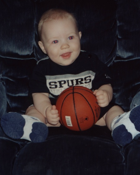 Jason playing with his basketball--7 months old