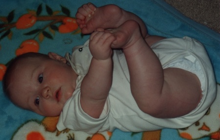 Jason playing with his toes