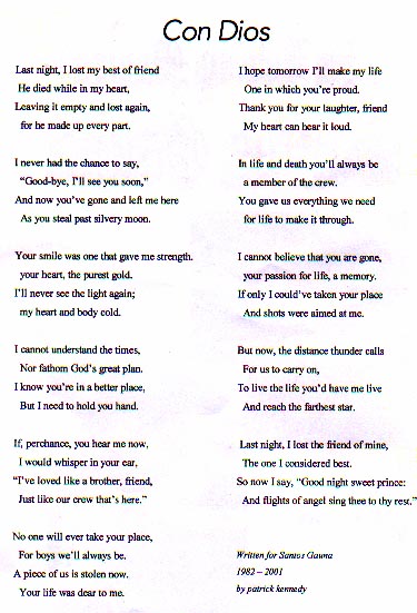 Con Dios~~Written by: Coach Kennedy