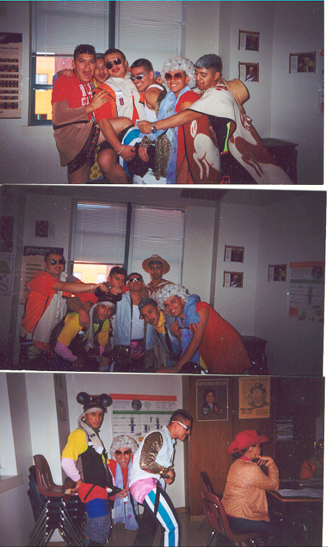 Tacky Day~~Santos has the white wig on