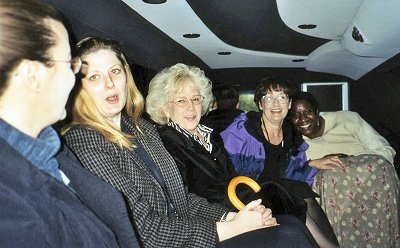 Marla, from left, Brenda Gunter, Betty Weatherly, Mary Stallings and Janette Rodrigues ride in the limo to Brennan's.
