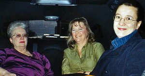 Pat, from left, Susan Barber, Marla Cloud in the limousine.