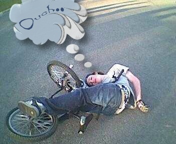 this is what could hapen to you if you try to do something you are not capable of doing... really be careful when you try the tricks that I am about to tell you how to do..please dont hold me responceble for the ingeries or the trouble you WILL get YOURSELF into..joking.. well doesnt he look funny any ways? 