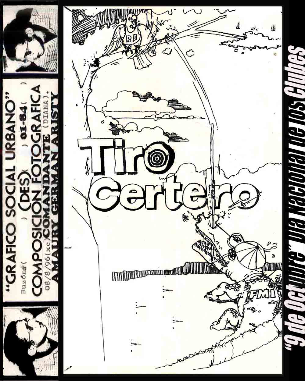 Graphical Plot No. 7: Cartoon accurate shot by: Nic Brito-. Idea: Lote bass expressed ( Roca-Nacional ) -Drawbar Certero-Reproduccion caricature to film Lines in photomechanical. -= Max Lugo B. - resulting negative= lines to White and Black - size 2 1/2 x S3/4 - Red Corner-Signal urban numbers 02-D0ble Track- and number 027-Danger--area where