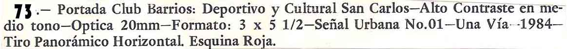 FICHA TECNICA Y ARTISTICA VENTANA (DES) COMPOSICION FOTOGRAFICA #73.-PORTADA CLUB BARRIOS.