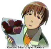 Kentaro looking at the mysterious girl sheepishly