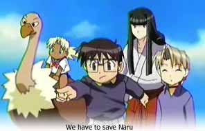 Keitaro points at Hinata