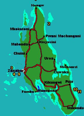 Map of Zanzibar