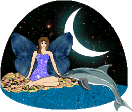 fairy and dolphin in moonscape