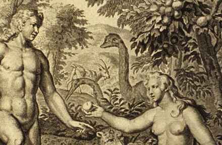 Ancient painting of dinosaurs dwelling with people in the Garden Of Eden via Christ JESUS God. Painted / creation prior to the Theory Of Evolution. ICCDBB Benchoff.