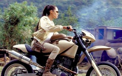 Lara on Motorcycle