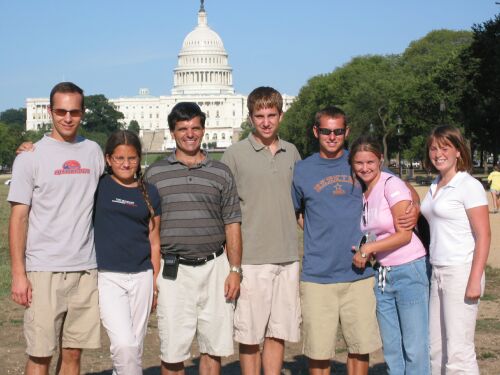 Family in front of capital