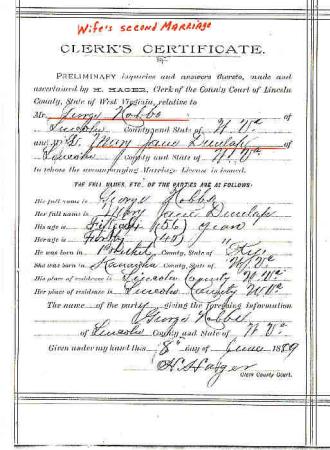 Marriage License for George Hobbs & Mary Dunlap