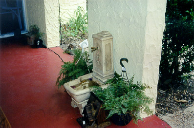 fountain on the front porch