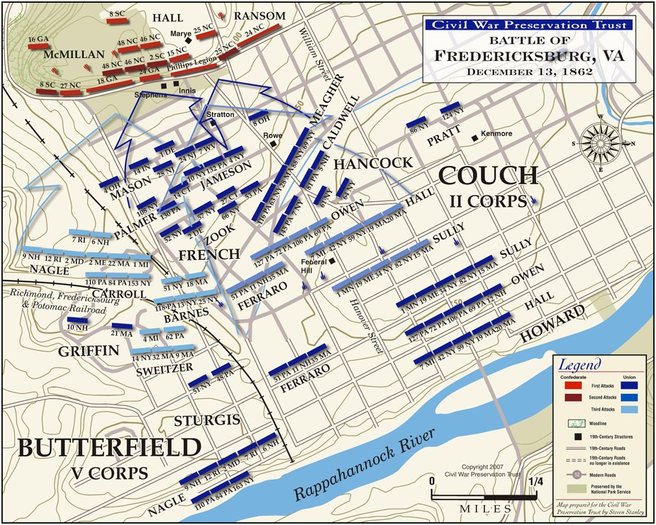 Battle Map of Fredericksburg - Marye's Heights