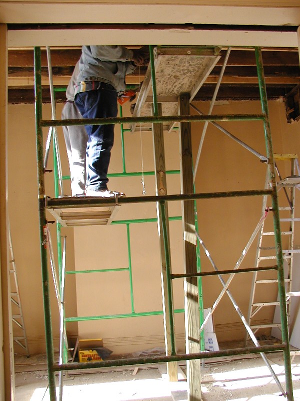 working on the joists