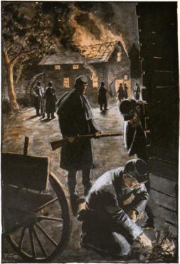 Union men burning barn